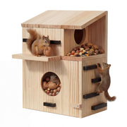 Gihkasd front view of large squirrel house showcasing entry and balcony benefit of visibility