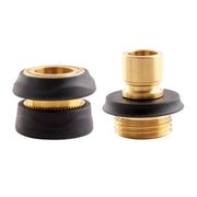 Gilmour front view of brass connector showing durable build and easy grip
