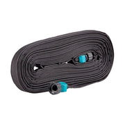 Gilmour front view of 50 ft flat soaker hose showing full length and connectors, efficient watering