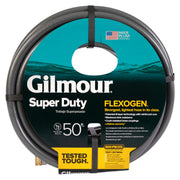 Gilmour Flexogen front view gray hose showing full length and robust cover, durable performance