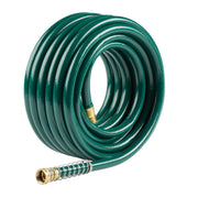 Gilmour front view of green Flexogen hose showing full 100ft length and design benefit