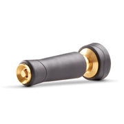 GILMOUR solid brass front view showing sturdy nozzle and durable finish for reliability