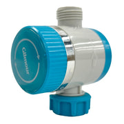 GILMOUR front view of blue timer showing compact design and easy install benefit