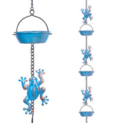 giole front view rain chain showing full frog cup sequence and decorative finish