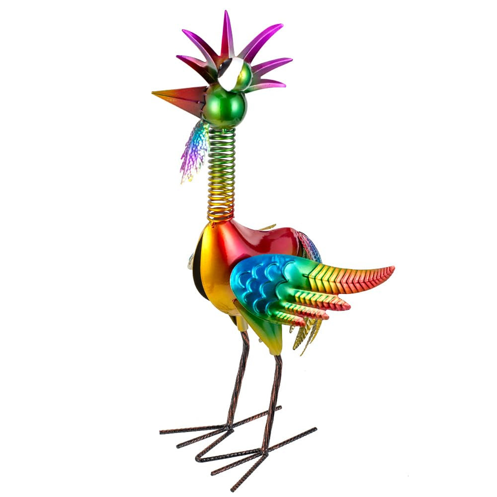 giole rooster front view showing colorful welcoming yard focal point
