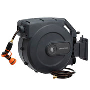Giraffe Tools front reel mounted on wall showing tidy storage benefit
