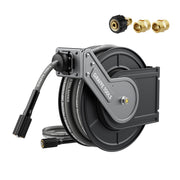 Giraffe Tools front view of mounted reel showing neat storage benefit