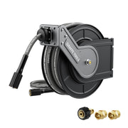 Giraffe Tools front view mounted reel showing neat hose storage and quick access