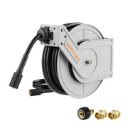 Giraffe Tools front view mounted reel showing compact storage and cleanliness benefit