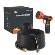 Giraffe Tools front view of 50FT lightweight lay-flat hose showing compact profile and portability