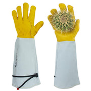 GLOSAV front view of gloves showing fit and full-grain leather protection