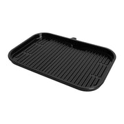 GLOWYE griddle front view showing full cooking surface and stripes, easy expanded grilling