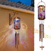 Go2garden dragonfly front view showing lantern and hanging chimes with decorative appeal