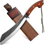 Golden Bird parang machete front view showing blade and wooden handle for reliable cutting