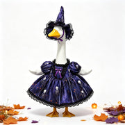 GooStryxen front view witch outfit on porch goose showing festive curb appeal