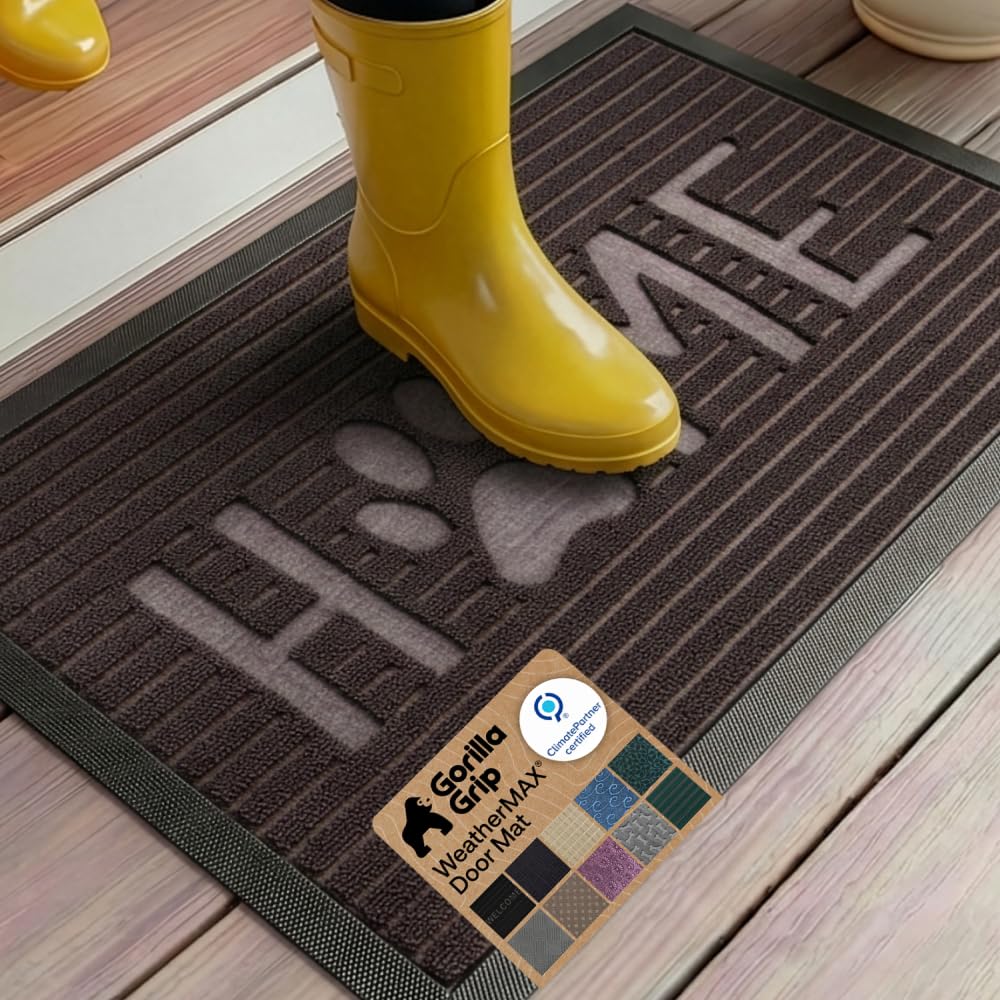 GORILLA GRIP front view showing mat trapping dirt and protecting floor