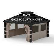 GOTRUTH front view of brown 10x12 gazebo curtains showing full privacy coverage and style