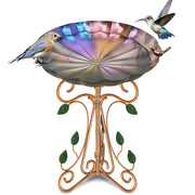 Gouisalin front view of bird bath showing elegant pedestal and basin, enhances garden décor