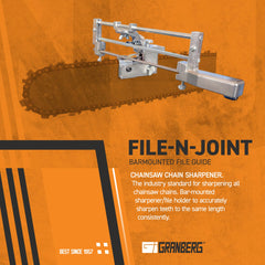 Granberg G106B close-up of the guide slot and file channel, improves angle consistency