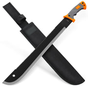 Grand Way machete front view showing full blade and sheath for reliable cutting
