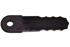 Grass Gator blades next to ruler showing scale for accurate sizing and fit verification benefit
