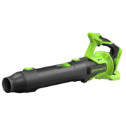 Greenworks 24V front view showing compact blower design and portability benefit