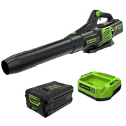 Greenworks front view showing blower design and balanced handling benefit