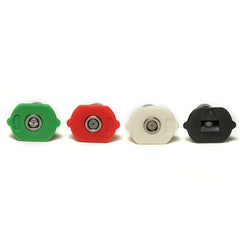 Greenworks close-up of metal and plastic nozzle tips highlighting build detail and durable construction