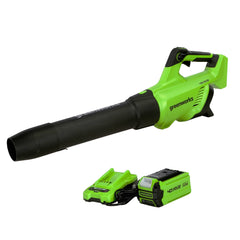 Greenworks front view blower showing compact design and quick debris clearing