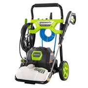 Greenworks front view showing compact washer and easy access controls for convenience
