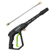 Greenworks metal spray gun front view showing durable build and reliable performance