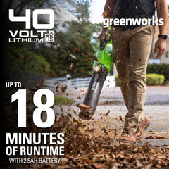 Greenworks pivoting nozzle close-up for improved reach and precision