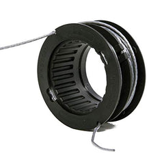 Greenworks spool installed on 80V trimmer head, demonstrating fast replacement