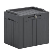 Greesum front view dark grey deck box showing neat outdoor storage benefit