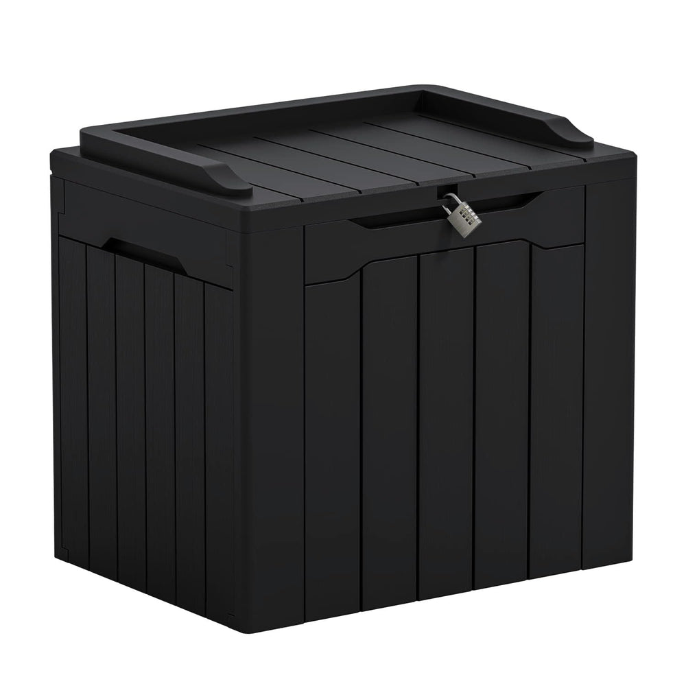 Greesum front view deck box showing compact design and low-profile benefit.