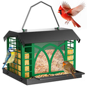 Grete Gotye front view showing durable metal feeder and broad bird access
