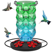 Grete Gotye front view glass feeder showing 25 oz capacity and design benefit