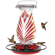 Grete Gotye front view ruby red feeder showing elegant shape and capacity