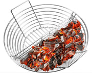 GriAddict charcoal basket front view showing sturdy stainless construction and durability