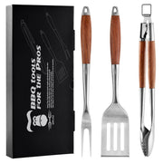 GRILAZ front view of boxed rosewood grilling tool set, premium gift ready