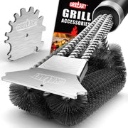 GRILLART front view of 18-inch brush showing triple-heads for faster cleaning