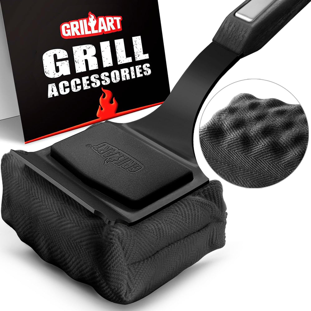 GRILLART front view of bristle-free brush showing whole tool and safety features