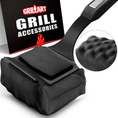 GRILLART front view of bristle-free brush showing whole tool and safety features