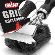 GRILLART front view of full 18-inch grill brush showing length and shape, faster cleanup