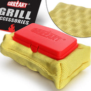 GRILLART red replacement pad front view showing shape and color for safe cleaning