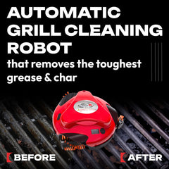 Grillbot brush head closeup highlighting triple rotating brushes for deeper clean