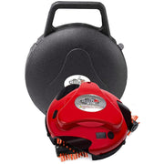 Grillbot front view showing red housing and easy placement benefit