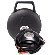 Grillbot front view with case showing compact storage benefit
