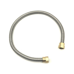 GRILLJOB front view of 24-inch bellow hose showing stainless finish and fittings, durable connection