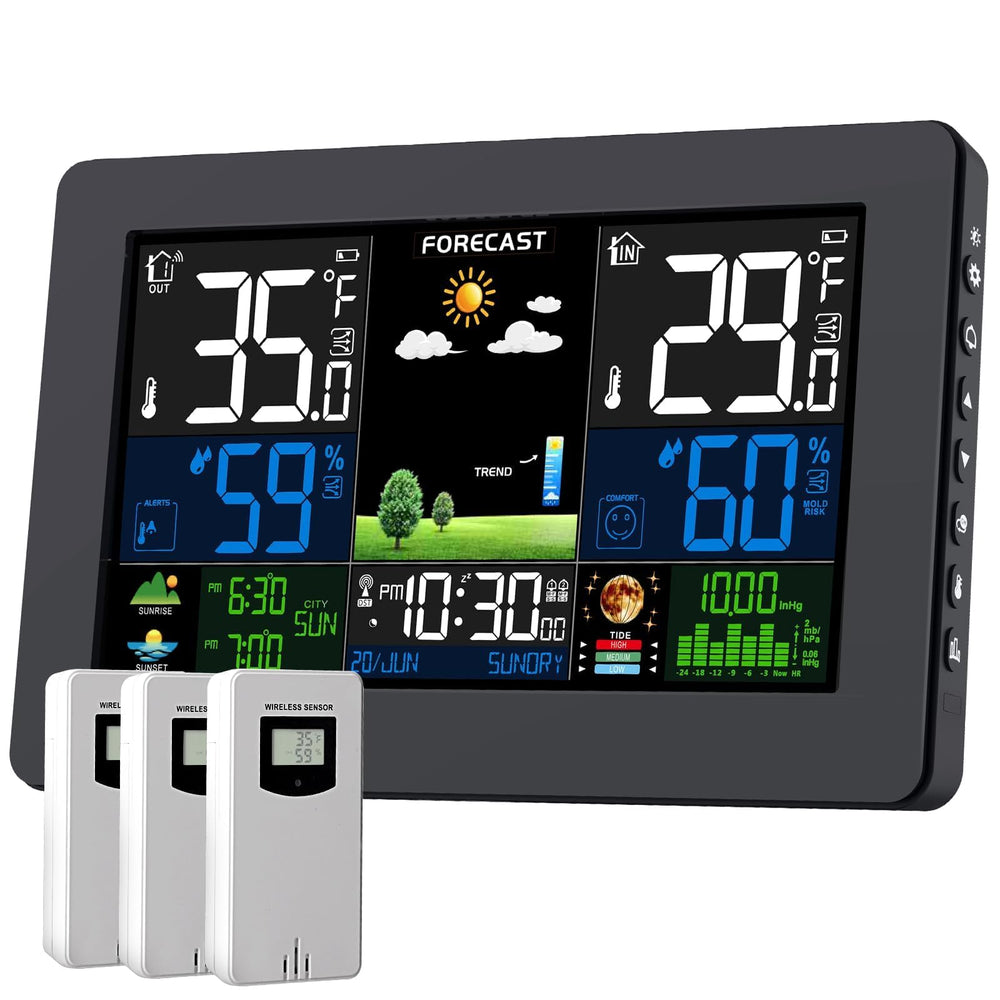 Grilza front display showing clear time and forecast for quick decisions